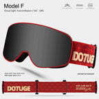 DOTUGE Kids Snow Goggles with Magnetic Flip Design, Anti-Fog HD Lens & UV400 Protection, Compatible with Prescription Glasses, Ideal for Skiing, Snowboarding, and Winter Outdoor Adventures (D)