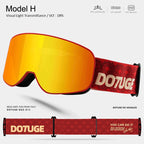 DOTUGE Kids Snow Goggles with Magnetic Flip Design, Anti-Fog HD Lens & UV400 Protection, Compatible with Prescription Glasses, Ideal for Skiing, Snowboarding, and Winter Outdoor Adventures (D)
