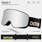 DOTUGE Kids Snow Goggles with Magnetic Flip Design, Anti-Fog HD Lens & UV400 Protection, Compatible with Prescription Glasses, Ideal for Skiing, Snowboarding, and Winter Outdoor Adventures (E)