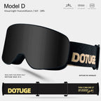 DOTUGE Kids Snow Goggles with Magnetic Flip Design, Anti-Fog HD Lens & UV400 Protection, Compatible with Prescription Glasses, Ideal for Skiing, Snowboarding, and Winter Outdoor Adventures (E)