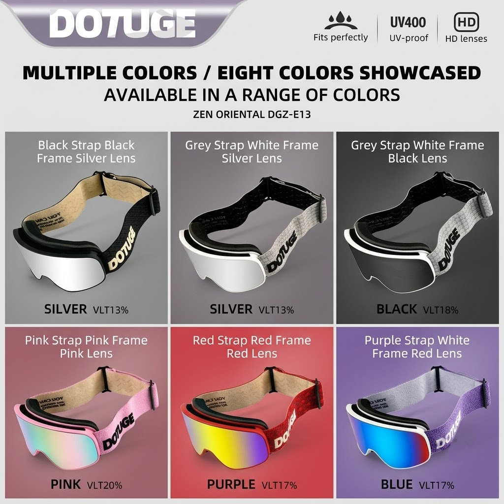 DOTUGE Kids Snow Goggles with Magnetic Flip Design, Anti-Fog HD Lens & UV400 Protection, Compatible with Prescription Glasses, Ideal for Skiing, Snowboarding, and Winter Outdoor Adventures (H)