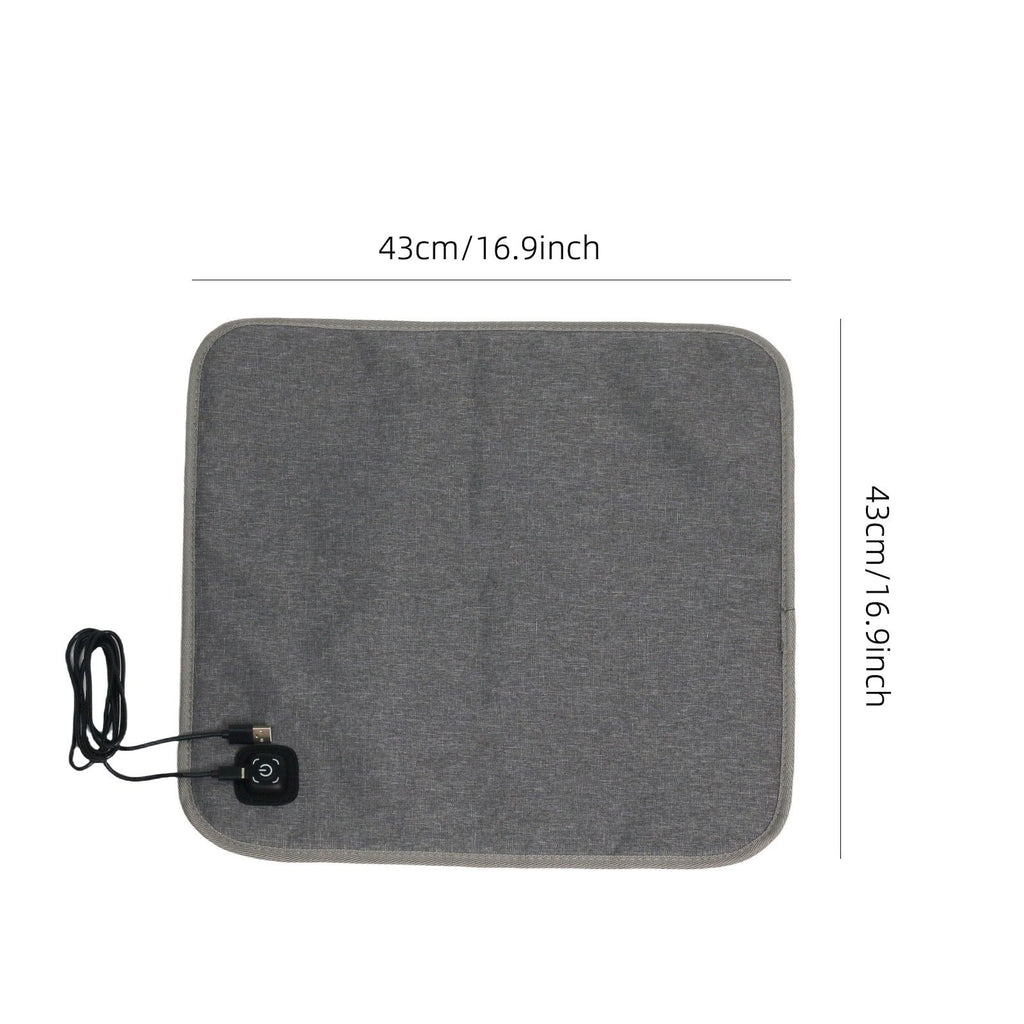 USB-Powered Heated Seat Cushion in Grey Oxford Fabric – Portable Warmth for Office, Car, and Outdoor Camping Chairs, Ideal for Cold Weather Comfort in Autumn and Winter (43×43cm)