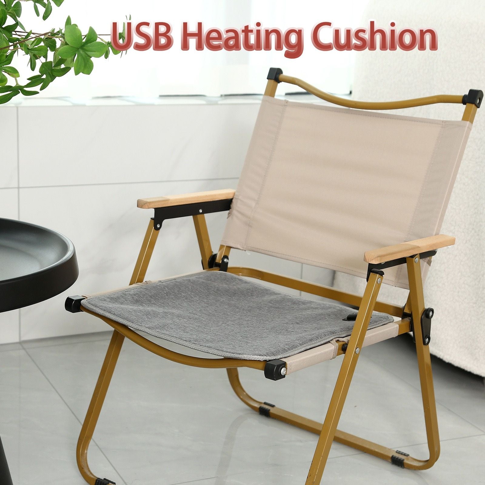 USB-Powered Heated Seat Cushion in Grey Oxford Fabric – Portable Warmth for Office, Car, and Outdoor Camping Chairs, Ideal for Cold Weather Comfort in Autumn and Winter (43×43cm)
