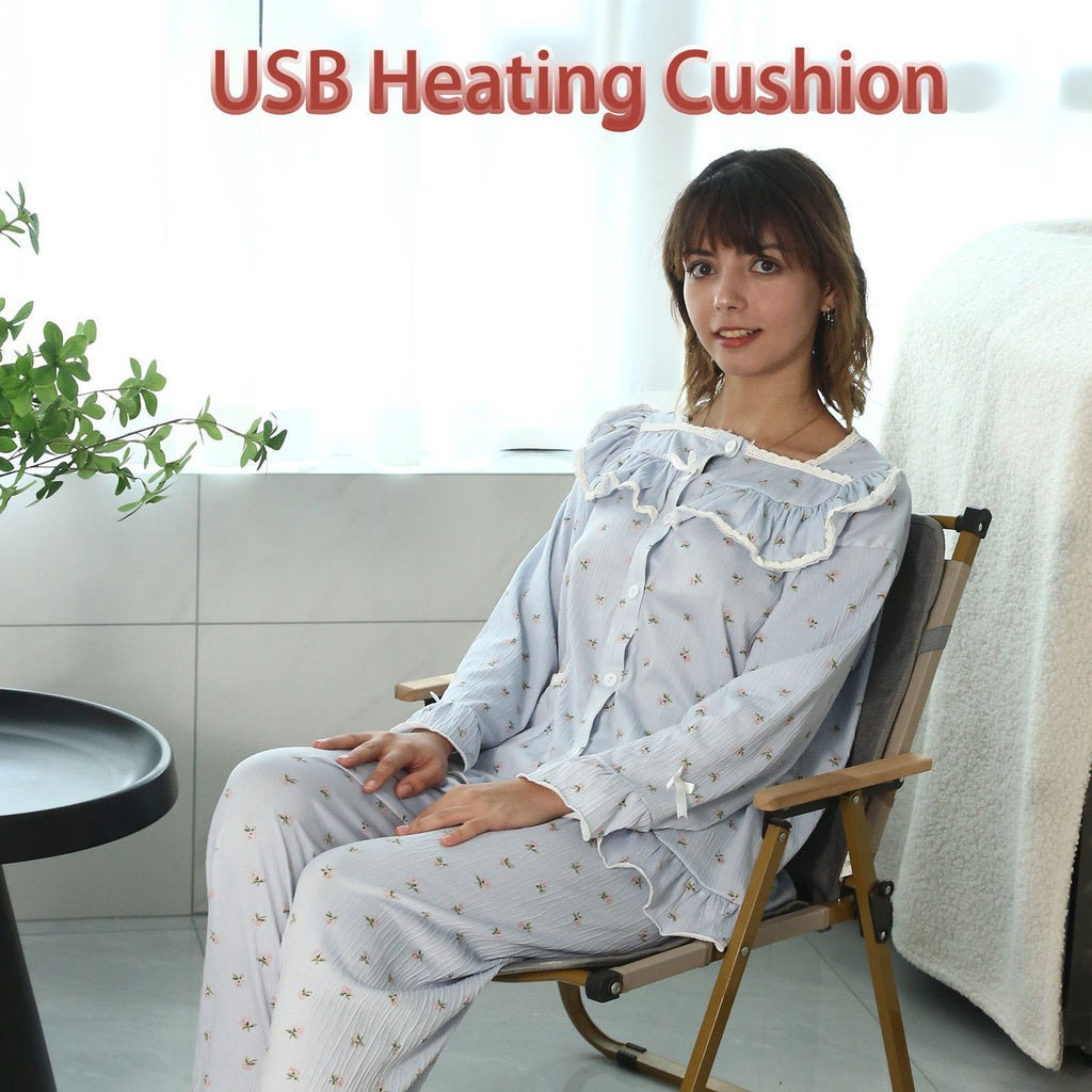 USB-Powered Heated Seat Cushion in Grey Oxford Fabric – Portable Warmth for Office, Car, and Outdoor Camping Chairs, Ideal for Cold Weather Comfort in Autumn and Winter (43×43cm)