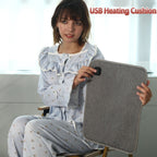 USB-Powered Heated Seat Cushion in Grey Oxford Fabric – Portable Warmth for Office, Car, and Outdoor Camping Chairs, Ideal for Cold Weather Comfort in Autumn and Winter (43×43cm)