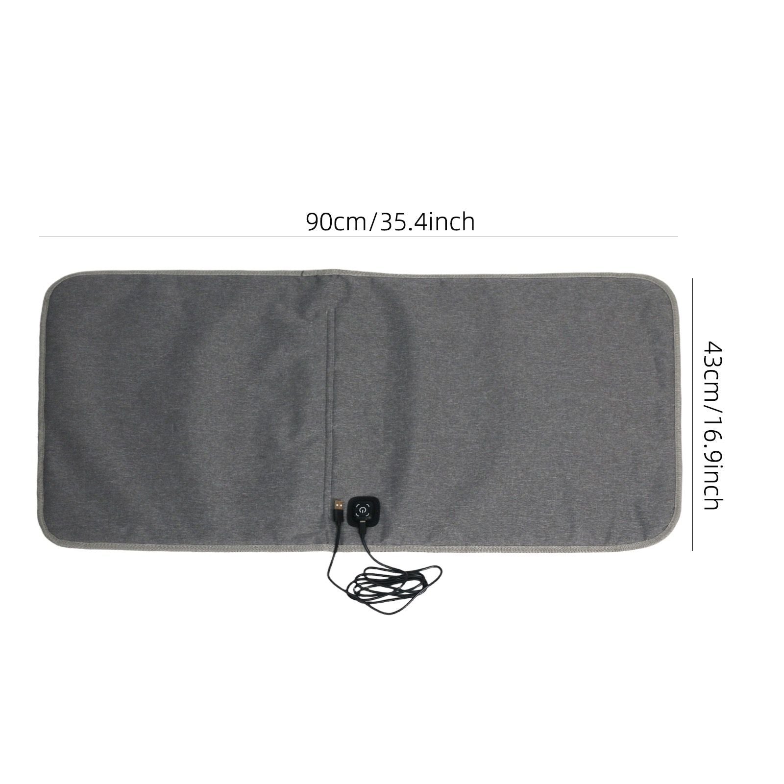 USB-Powered Heated Seat Cushion in Grey Oxford Fabric – Portable Warmth for Office, Car, and Outdoor Camping Chairs, Ideal for Cold Weather Comfort in Autumn and Winter (43×90cm)