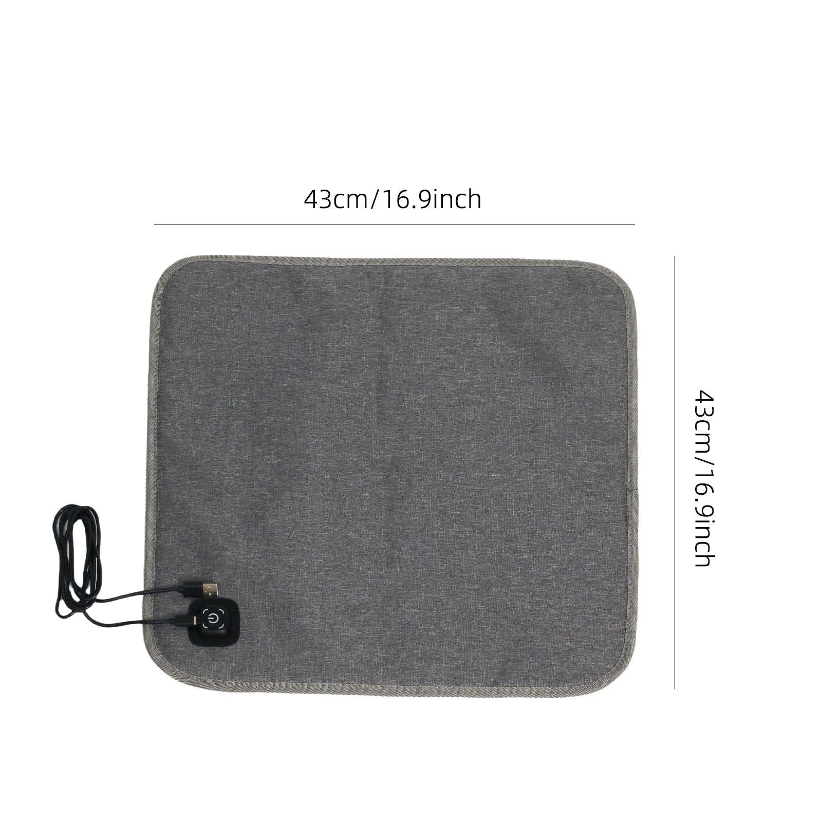 USB-Powered Heated Seat Cushion in Grey Oxford Fabric – Portable Warmth for Office, Car, and Outdoor Camping Chairs, Ideal for Cold Weather Comfort in Autumn and Winter (43×90cm)