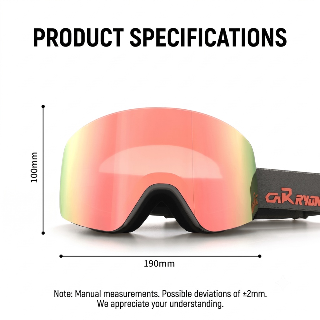 Cylindrical Snow Goggles with Anti-Fog Dual-Layer PC Lens, Impact-Resistant TPU Frame, and Adjustable Silicone-Grip Strap for Skiing, Snowboarding, and Mountaineering in Sunny Conditions (Pink)