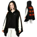 Graphene Heated Hooded Poncho Blanket – USB-Powered Wearable Shawl for Office, Home, Outdoor, and Travel with 3 Adjustable Temperature Settings and Soft Cotton Blend Fabric (Black)