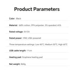 Graphene Heated Hooded Poncho Blanket – USB-Powered Wearable Shawl for Office, Home, Outdoor, and Travel with 3 Adjustable Temperature Settings and Soft Cotton Blend Fabric (Black)