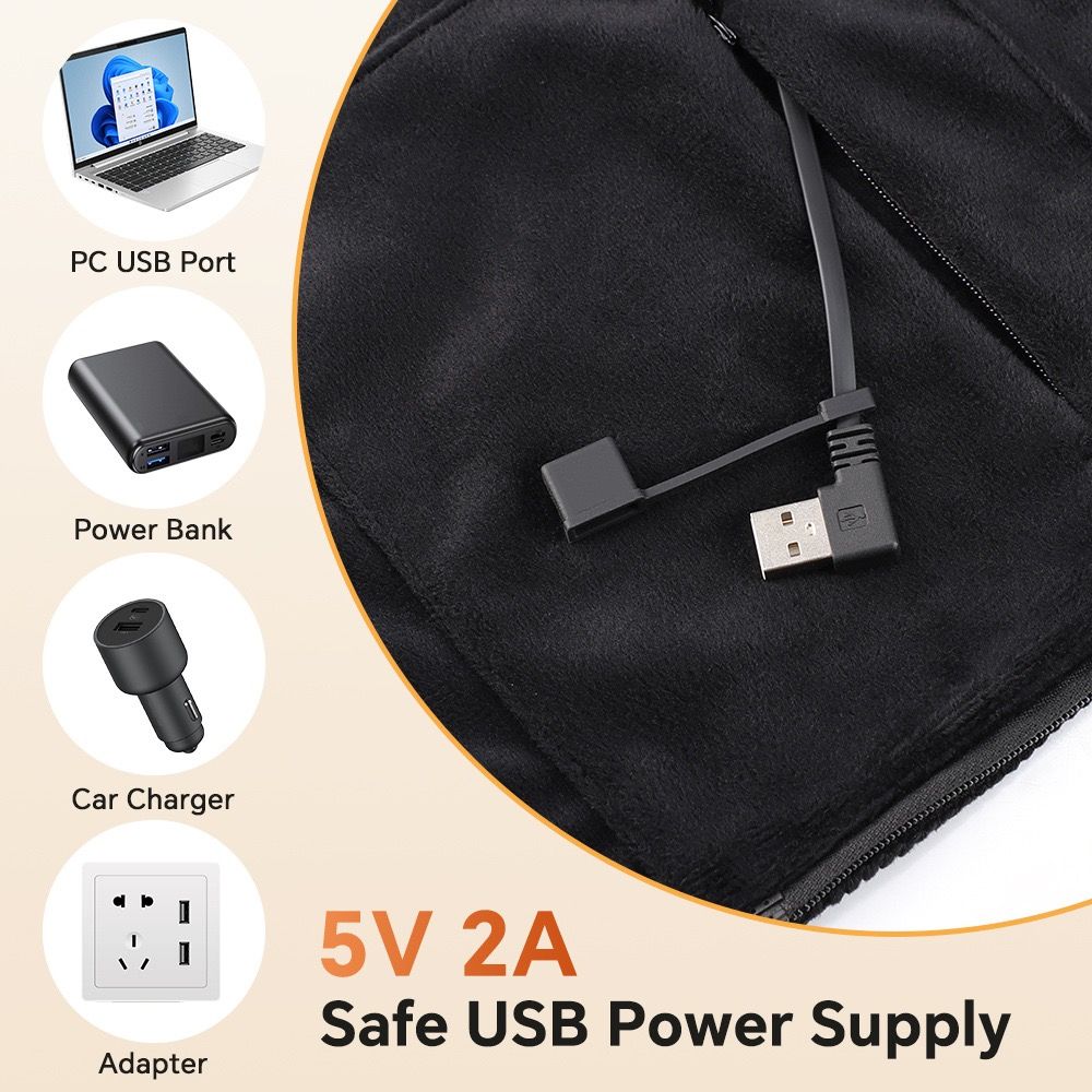 Graphene Heated Hooded Poncho Blanket – USB-Powered Wearable Shawl for Office, Home, Outdoor, and Travel with 3 Adjustable Temperature Settings and Soft Cotton Blend Fabric (Black)