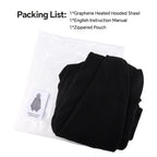 Graphene Heated Hooded Poncho Blanket – USB-Powered Wearable Shawl for Office, Home, Outdoor, and Travel with 3 Adjustable Temperature Settings and Soft Cotton Blend Fabric (Black)
