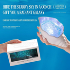 Seashell Starry Sky Projector Lamp with Dynamic Water Ripple Aurora Effect, ABS-PC Decorative Night Light for Bedroom Relaxation, Romantic Date Nights, Party Atmosphere, and Bath Time Ambiance (White)