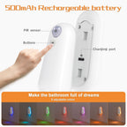 2-in-1 Motion Sensor Night Light with Toilet Light Function, 8 Color RGB Glow, Waterproof Rechargeable LED Lamp for Nighttime Use in Bathroom, Stairway, Hallway, and Bedside (1PCS)