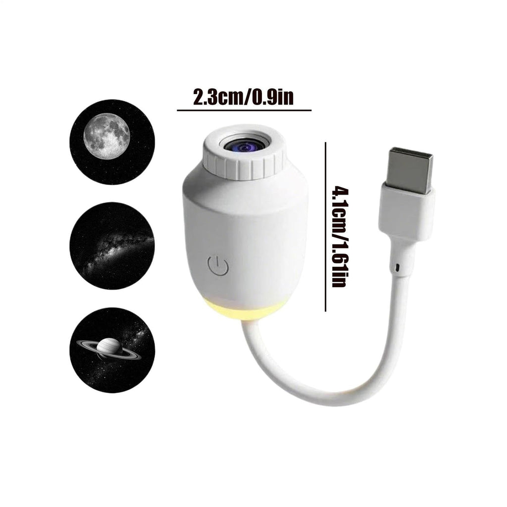 USB-Powered Star Projector Night Light with Interchangeable Film Slides – Create a Romantic Galaxy Ambiance in Your Bedroom, Car, or Party Space with Adjustable Focus and 160° Projection (White)