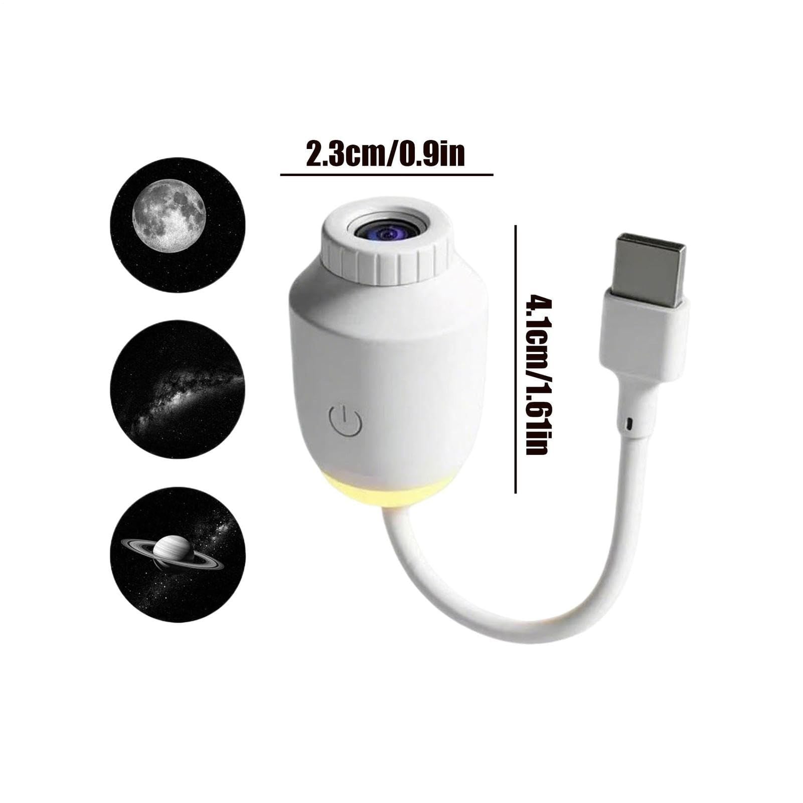 USB-Powered Star Projector Night Light with Interchangeable Film Slides – Create a Romantic Galaxy Ambiance in Your Bedroom, Car, or Party Space with Adjustable Focus and 160° Projection (White)