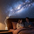 USB-Powered Star Projector Night Light with Interchangeable Film Slides – Create a Romantic Galaxy Ambiance in Your Bedroom, Car, or Party Space with Adjustable Focus and 160° Projection (White)