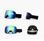 New Magnetic Ski Goggles with Cylindrical Lens, Anti-Fog Snow Glasses for Outdoor Skiing, Snowboarding, and Mountaineering – Universal Fit for Men, Women, and Youth (Blush)