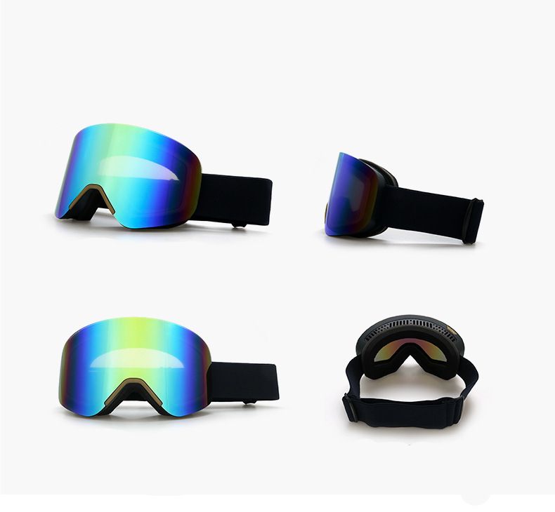 New Magnetic Ski Goggles with Cylindrical Lens, Anti-Fog Snow Glasses for Outdoor Skiing, Snowboarding, and Mountaineering – Universal Fit for Men, Women, and Youth (PinkYellow)