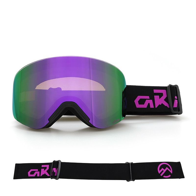 New Magnetic Ski Goggles with Cylindrical Lens, Anti-Fog Snow Glasses for Outdoor Skiing, Snowboarding, and Mountaineering – Universal Fit for Men, Women, and Youth (PinkYellow)