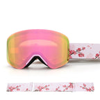 New Magnetic Ski Goggles with Cylindrical Lens, Anti-Fog Snow Glasses for Outdoor Skiing, Snowboarding, and Mountaineering – Universal Fit for Men, Women, and Youth (Purple)