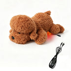 USB Heated Plush Dog Pillow – Soft Warm Stuffed Animal for Cozy Snuggling, Body Warmth & Relaxation at Home (Brown Teddy Bear)