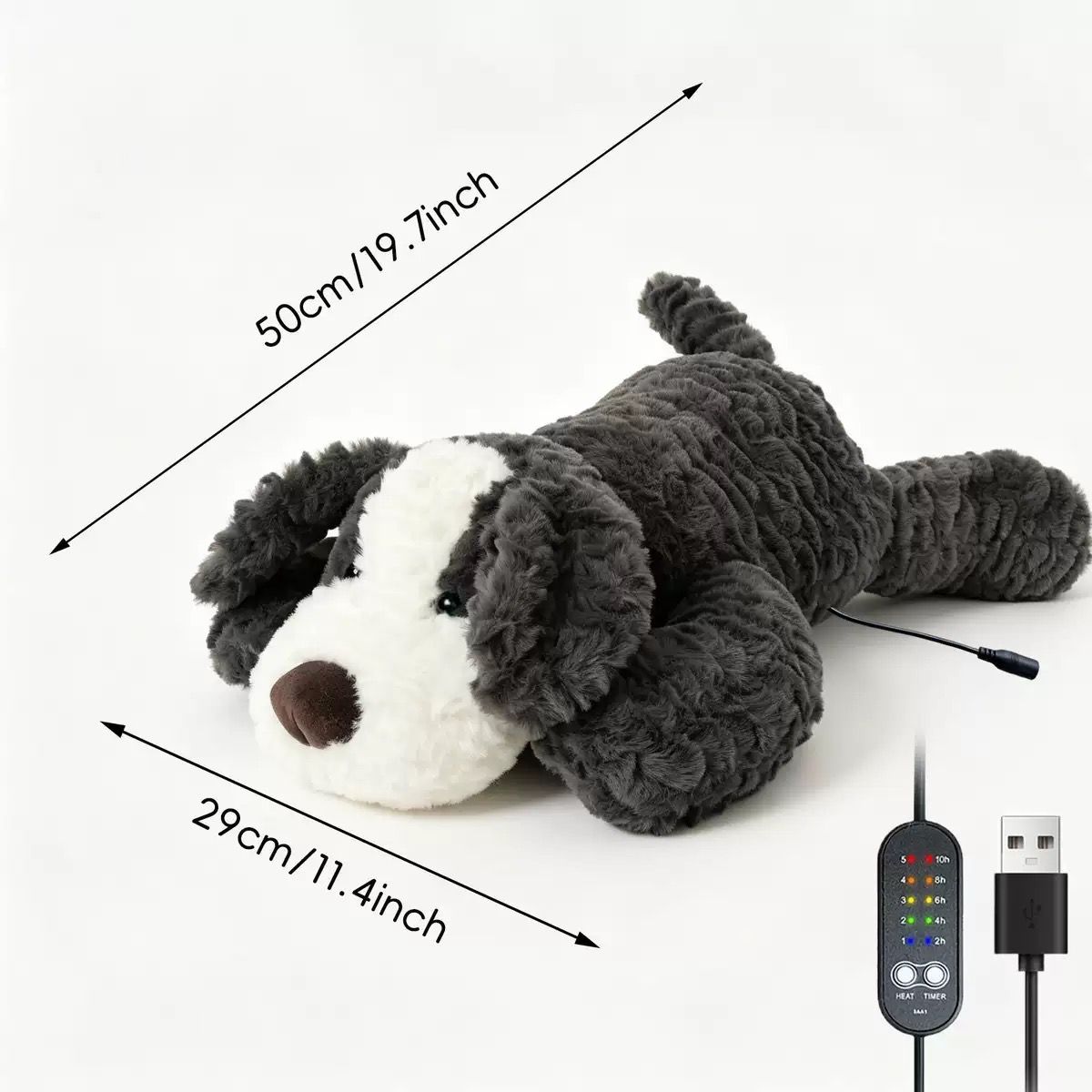 USB Heated Plush Dog Pillow – Soft Warm Stuffed Animal for Cozy Snuggling, Body Warmth & Relaxation at Home (Brown Teddy Bear)