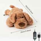 USB Heated Plush Dog Pillow – Soft Warm Stuffed Animal for Cozy Snuggling, Body Warmth & Relaxation at Home (Brown Teddy Bear)
