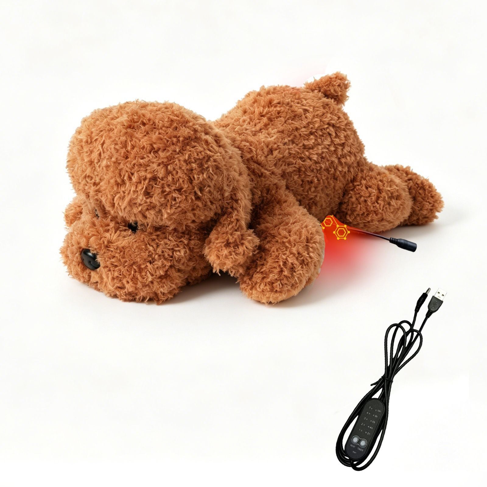USB Heated Plush Dog Pillow – Soft Warm Stuffed Animal for Cozy Snuggling, Body Warmth & Relaxation at Home (Camel Golden Retriever)