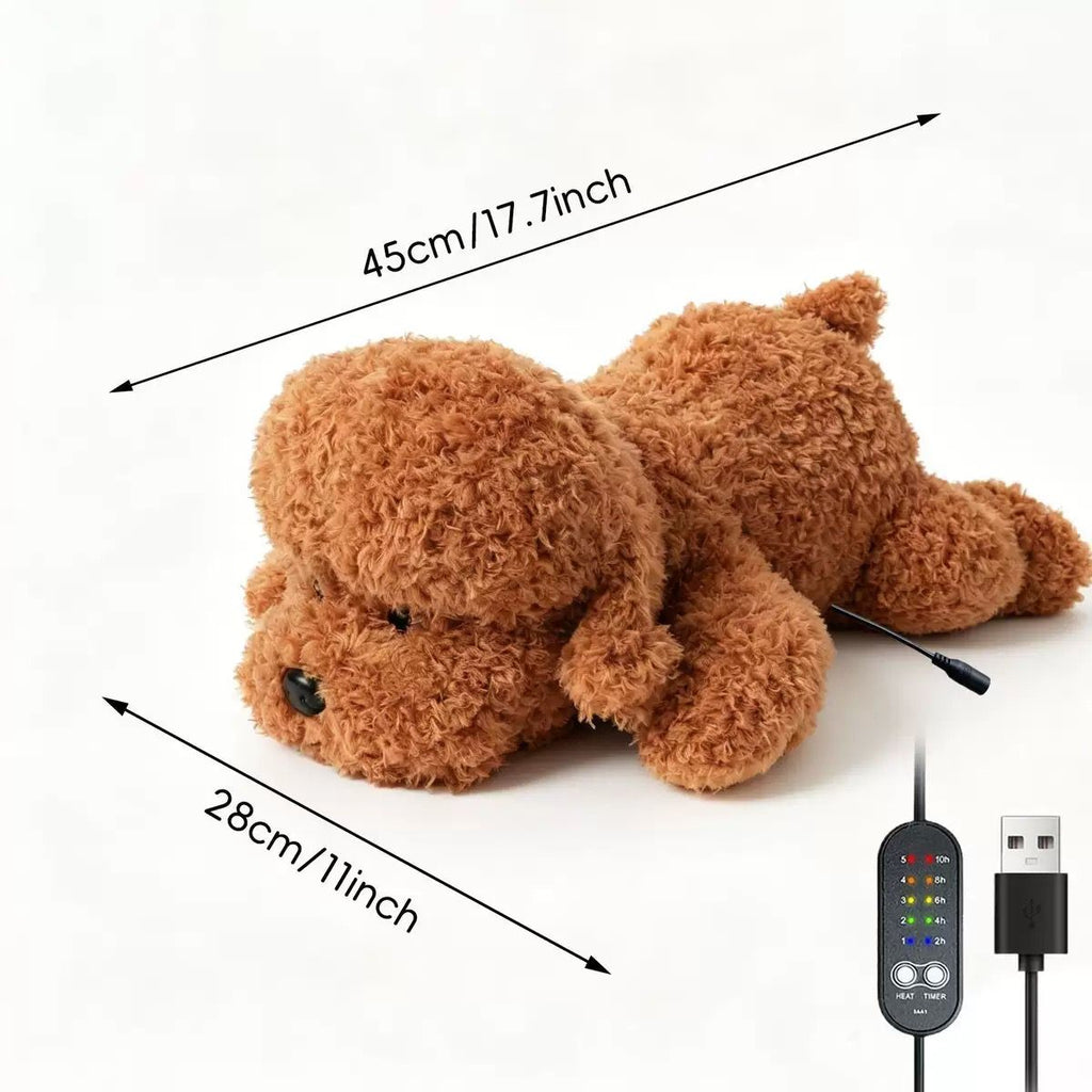 USB Heated Plush Dog Pillow – Soft Warm Stuffed Animal for Cozy Snuggling, Body Warmth & Relaxation at Home (Camel Golden Retriever)