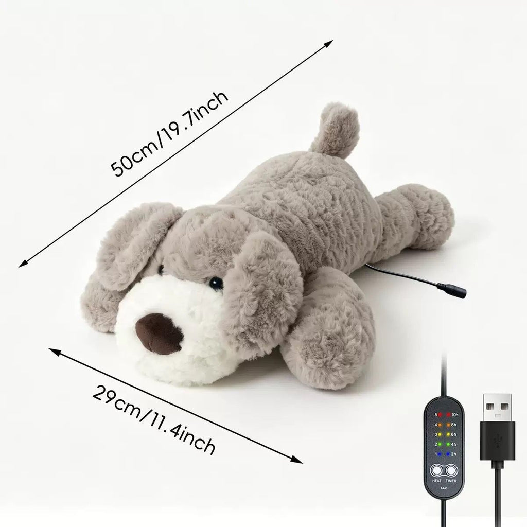 USB Heated Plush Dog Pillow – Soft Warm Stuffed Animal for Cozy Snuggling, Body Warmth & Relaxation at Home (Camel Golden Retriever)