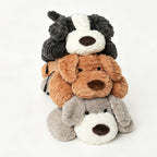 USB Heated Plush Dog Pillow – Soft Warm Stuffed Animal for Cozy Snuggling, Body Warmth & Relaxation at Home (Light Grey Schnauzer)
