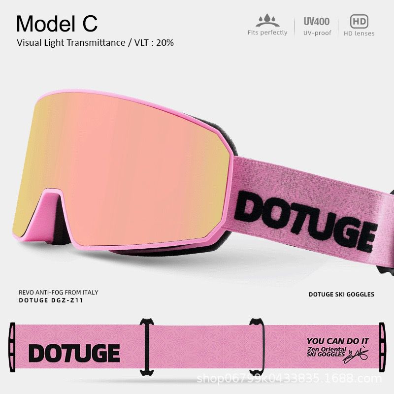 DOTUGE DGZ-Z11 Ski Goggles with Italian REVO Coating, Anti-Fog Dual-Layer HD Lens, UV400 Protection, Cylindrical Design for Skiing, Snowboarding, and Winter Outdoor Sports (A)