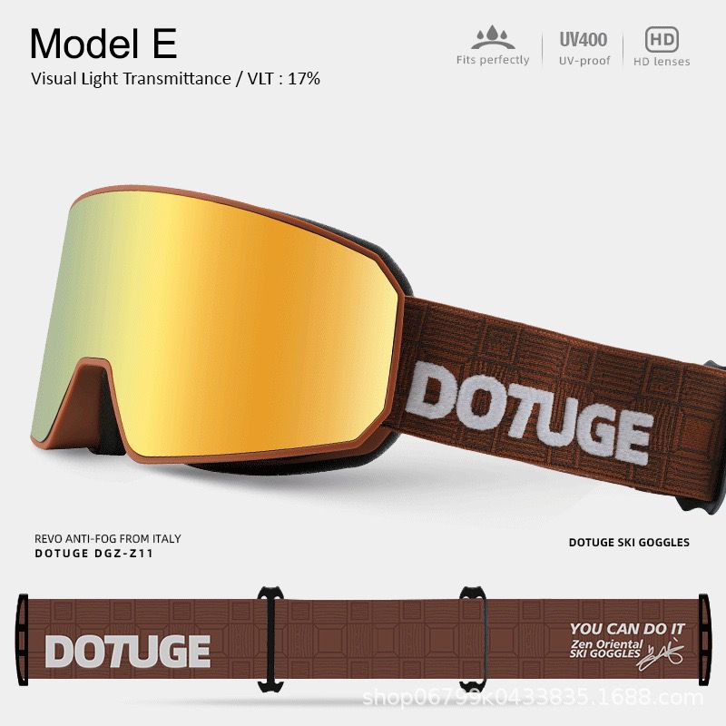 DOTUGE DGZ-Z11 Ski Goggles with Italian REVO Coating, Anti-Fog Dual-Layer HD Lens, UV400 Protection, Cylindrical Design for Skiing, Snowboarding, and Winter Outdoor Sports (A)