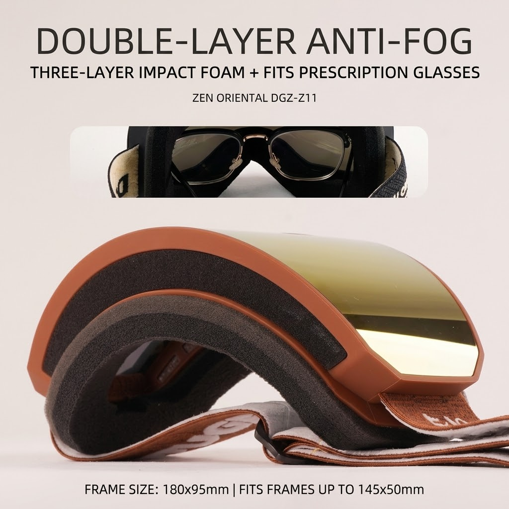 DOTUGE DGZ-Z11 Ski Goggles with Italian REVO Coating, Anti-Fog Dual-Layer HD Lens, UV400 Protection, Cylindrical Design for Skiing, Snowboarding, and Winter Outdoor Sports (B)