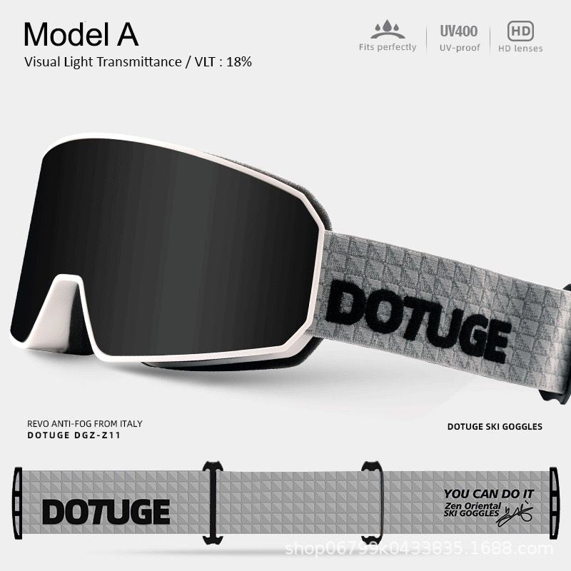 DOTUGE DGZ-Z11 Ski Goggles with Italian REVO Coating, Anti-Fog Dual-Layer HD Lens, UV400 Protection, Cylindrical Design for Skiing, Snowboarding, and Winter Outdoor Sports (B)