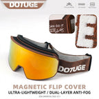 DOTUGE DGZ-Z11 Ski Goggles with Italian REVO Coating, Anti-Fog Dual-Layer HD Lens, UV400 Protection, Cylindrical Design for Skiing, Snowboarding, and Winter Outdoor Sports (C)