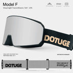 DOTUGE DGZ-Z11 Ski Goggles with Italian REVO Coating, Anti-Fog Dual-Layer HD Lens, UV400 Protection, Cylindrical Design for Skiing, Snowboarding, and Winter Outdoor Sports (C)