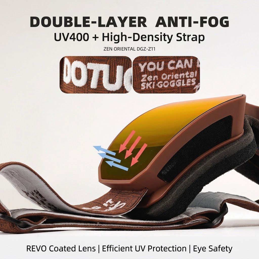 DOTUGE DGZ-Z11 Ski Goggles with Italian REVO Coating, Anti-Fog Dual-Layer HD Lens, UV400 Protection, Cylindrical Design for Skiing, Snowboarding, and Winter Outdoor Sports (D)