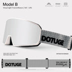 DOTUGE DGZ-Z11 Ski Goggles with Italian REVO Coating, Anti-Fog Dual-Layer HD Lens, UV400 Protection, Cylindrical Design for Skiing, Snowboarding, and Winter Outdoor Sports (D)