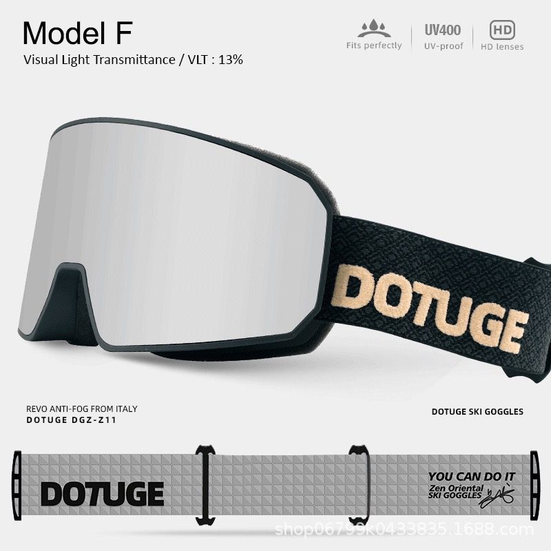 DOTUGE DGZ-Z11 Ski Goggles with Italian REVO Coating, Anti-Fog Dual-Layer HD Lens, UV400 Protection, Cylindrical Design for Skiing, Snowboarding, and Winter Outdoor Sports (E)