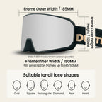 DOTUGE DGZ-Z11 Ski Goggles with Italian REVO Coating, Anti-Fog Dual-Layer HD Lens, UV400 Protection, Cylindrical Design for Skiing, Snowboarding, and Winter Outdoor Sports (F)
