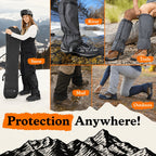 Outdoor Leg Gaiters for Hiking, Snow, and Mud – Waterproof, Breathable 100% Polyester with Adjustable Fit, Ideal for Skiing, Trekking, and Desert Exploration to Keep Debris Out of Boots (Black)