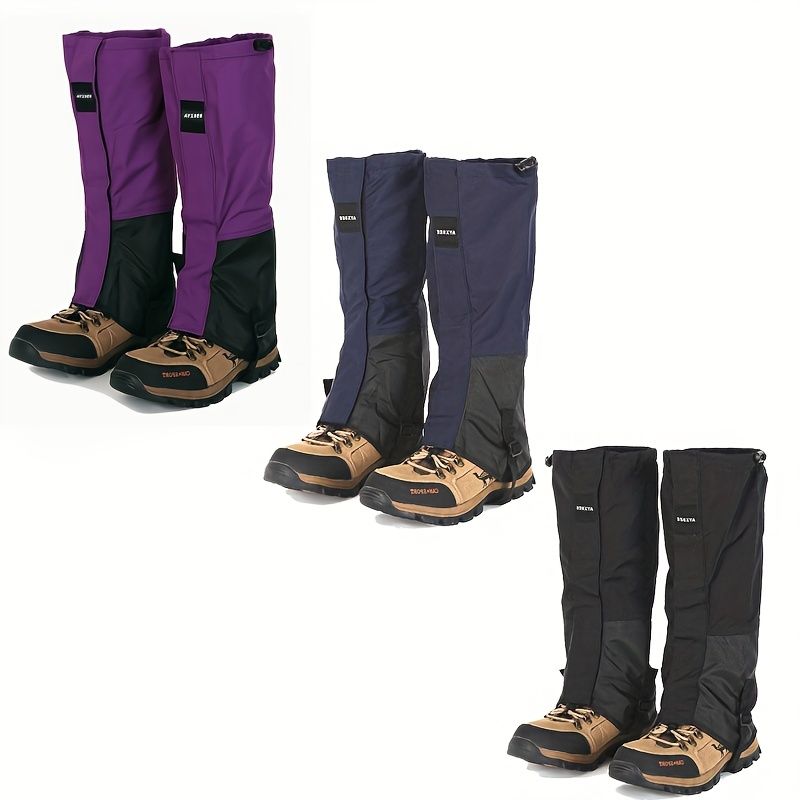 Outdoor Leg Gaiters for Hiking, Snow, and Mud – Waterproof, Breathable 100% Polyester with Adjustable Fit, Ideal for Skiing, Trekking, and Desert Exploration to Keep Debris Out of Boots (Black)