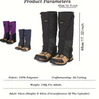 Outdoor Leg Gaiters for Hiking, Snow, and Mud – Waterproof, Breathable 100% Polyester with Adjustable Fit, Ideal for Skiing, Trekking, and Desert Exploration to Keep Debris Out of Boots (Purple)