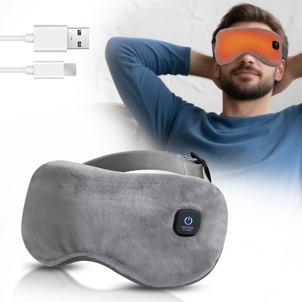 Wireless Smart Heated Eye Mask with 3-Temperature Control, Ergonomic Design for Eye Relief, Ideal for Sleep, Travel, and Office Relaxation (Black)