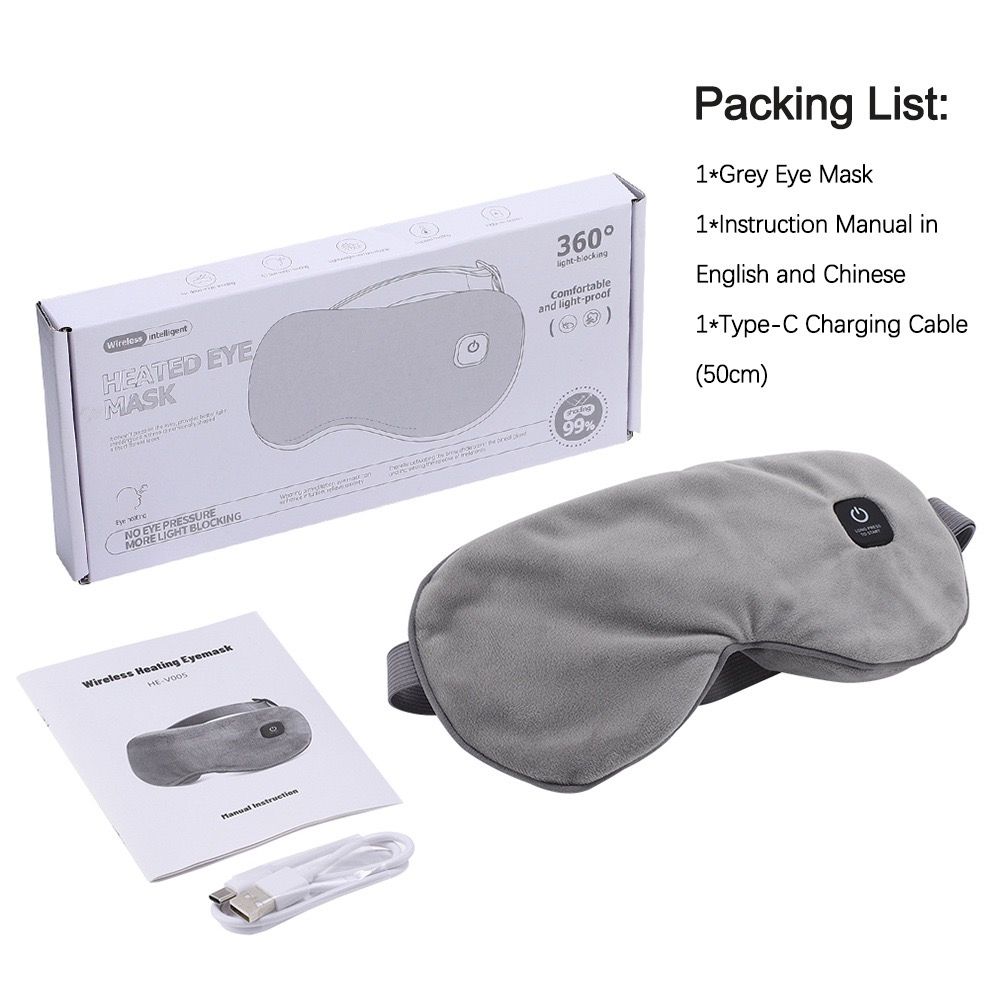 Wireless Smart Heated Eye Mask with 3-Temperature Control, Ergonomic Design for Eye Relief, Ideal for Sleep, Travel, and Office Relaxation (Black)