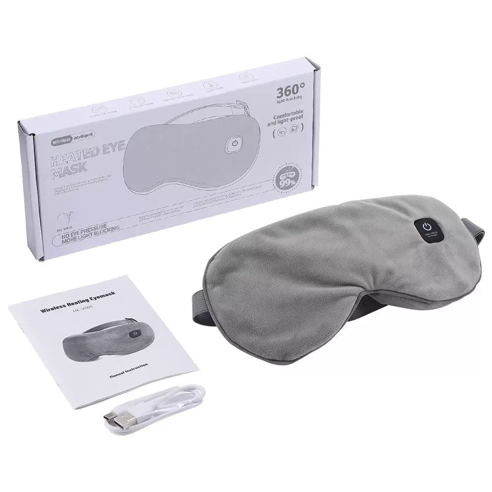 Wireless Smart Heated Eye Mask with 3-Temperature Control, Ergonomic Design for Eye Relief, Ideal for Sleep, Travel, and Office Relaxation (Black)