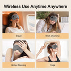 Wireless Smart Heated Eye Mask with 3-Temperature Control, Ergonomic Design for Eye Relief, Ideal for Sleep, Travel, and Office Relaxation (Grey)
