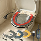 USB-Powered Heated Toilet Seat Cover with Soft Plush and Waterproof PU Leather, Adjustable Temperature and Timer, Easy-Clean Design for Warm and Cozy Bathroom Experience (Grey)